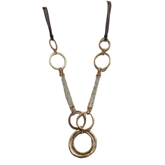 New! Long Gold‎ Circle Necklace - Picture 3 of 7